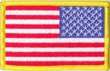 American Flag Patch - 3-1/2 x 2-1/8 Right Shoulder w/Gold Border