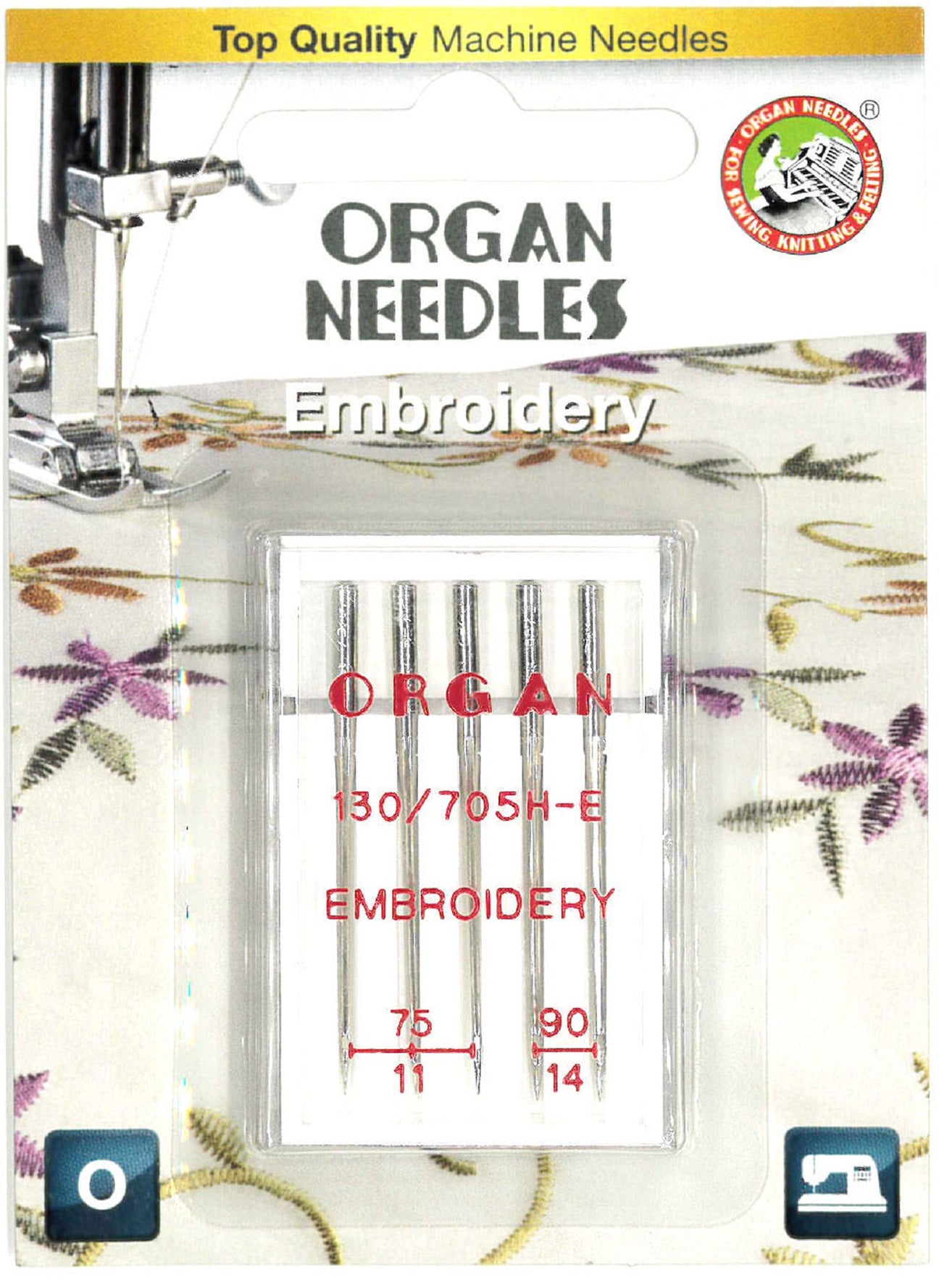 5pk Organ Embroidery Flat Shank Needles Blister Pack — AllStitch ...