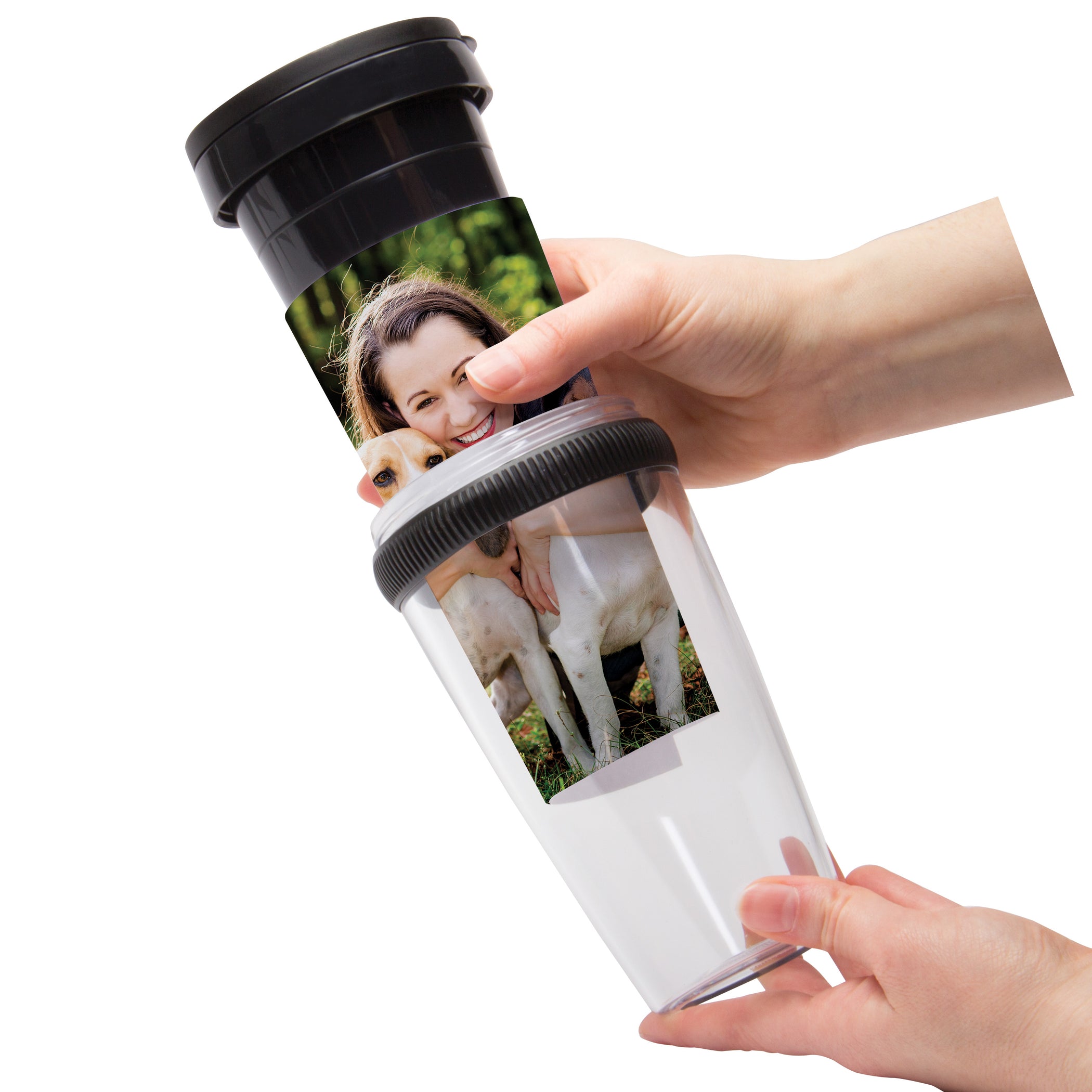 travel tumbler with picture insert