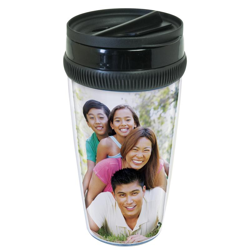 travel tumbler with picture insert