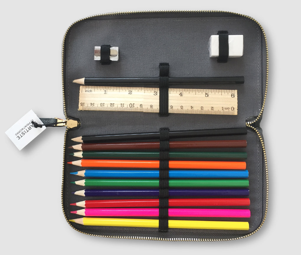 pencil case with pencils