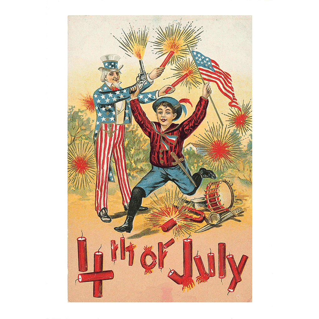 Patriot with Fireworks - 4th of July Greeting Card