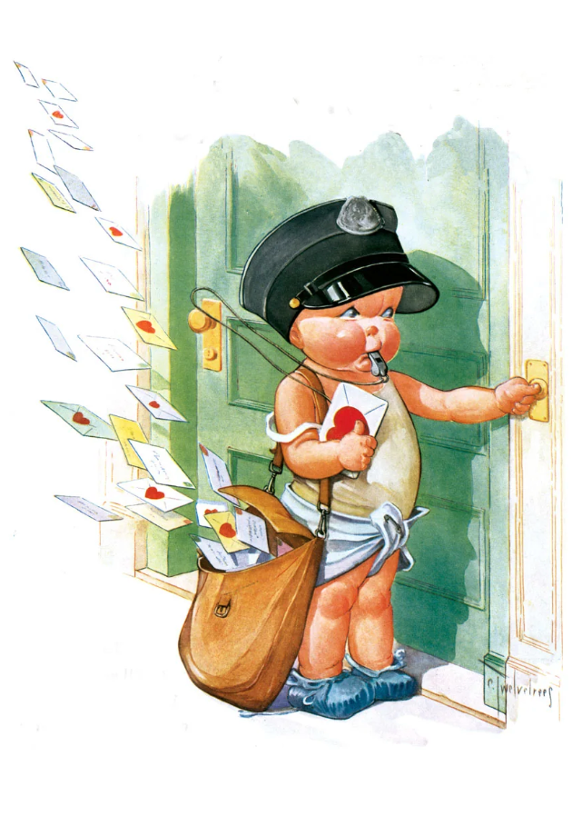 A Chubby Young Postman - Valentine's Day Greeting Card