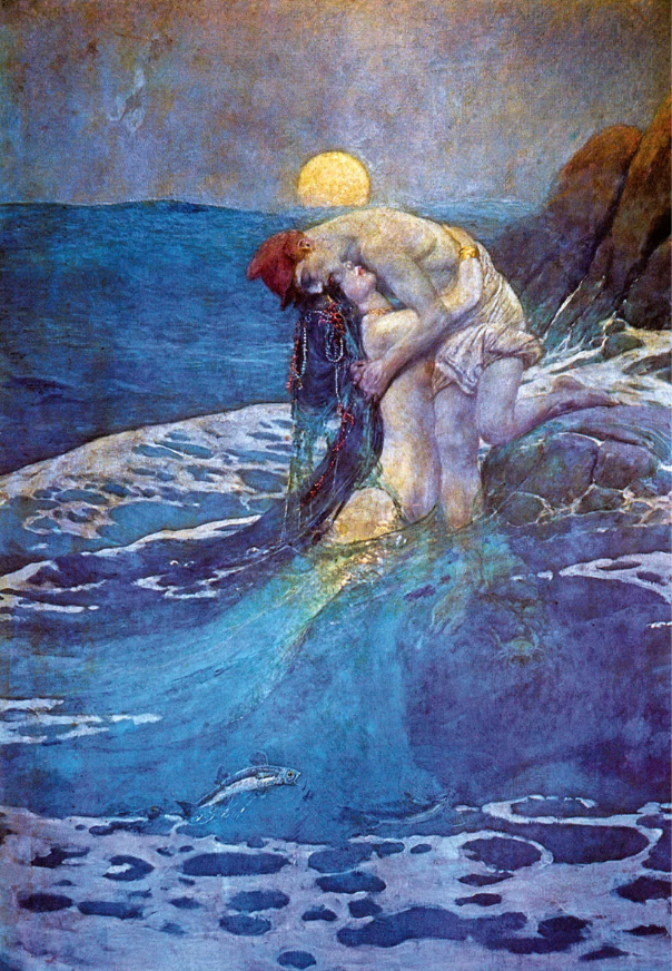 A Moonlight Tryst With A Mermaid - Mermaids Greeting Card