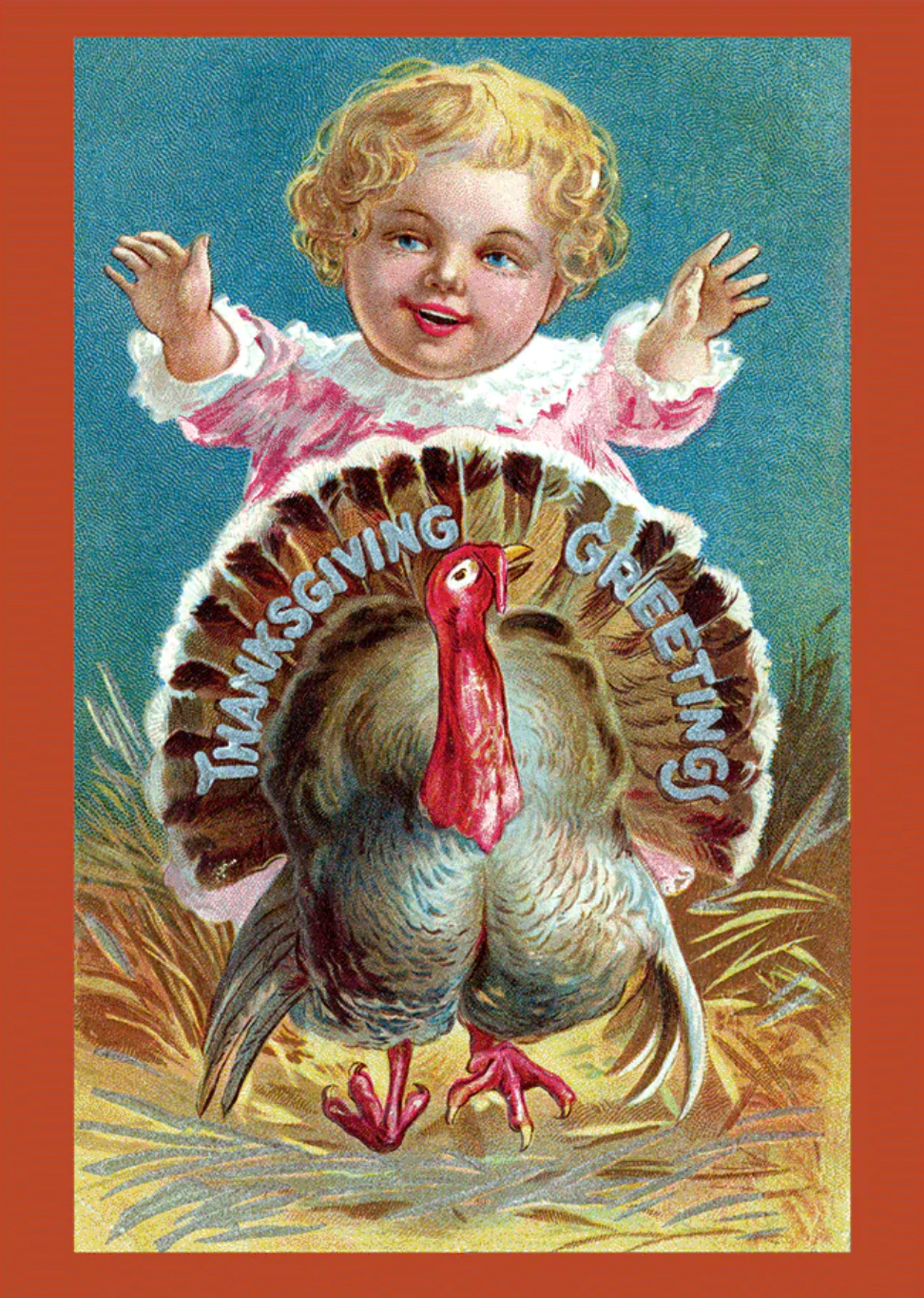 Baby and a Big Turkey - Thanksgiving Greeting Card