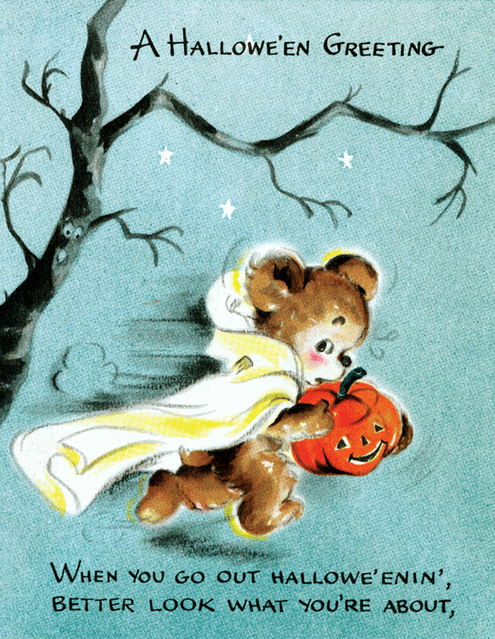 Bear & Pumpkin - Halloween Greeting Card