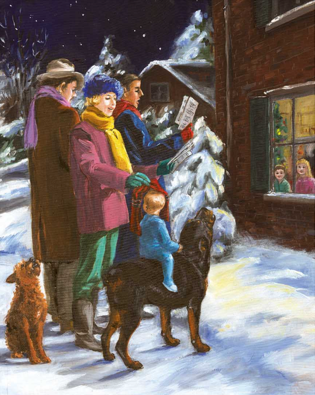 Carl Singing Christmas Carols - Good Dog Carl Greeting Card