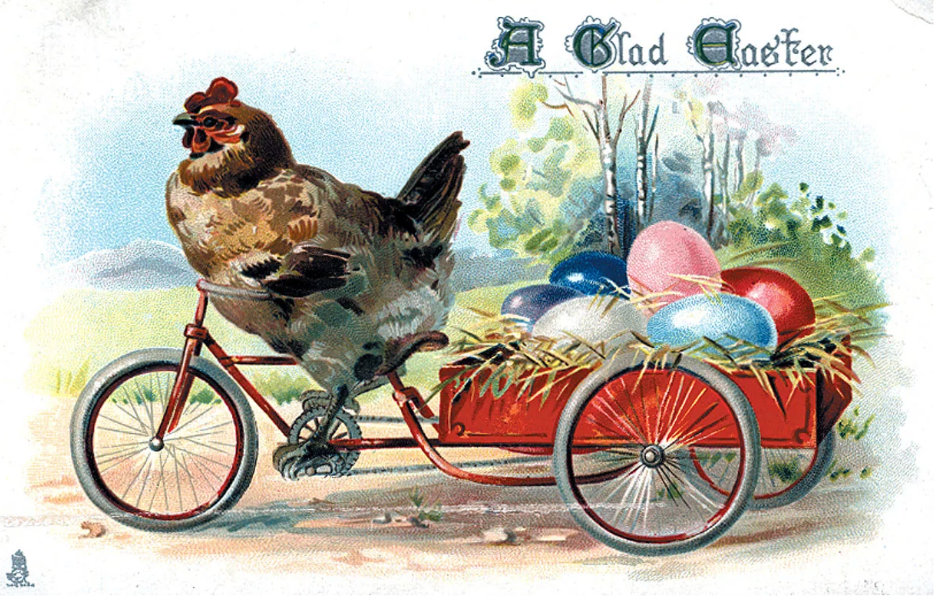 Chicken Hauling Eggs - Easter Greeting Card