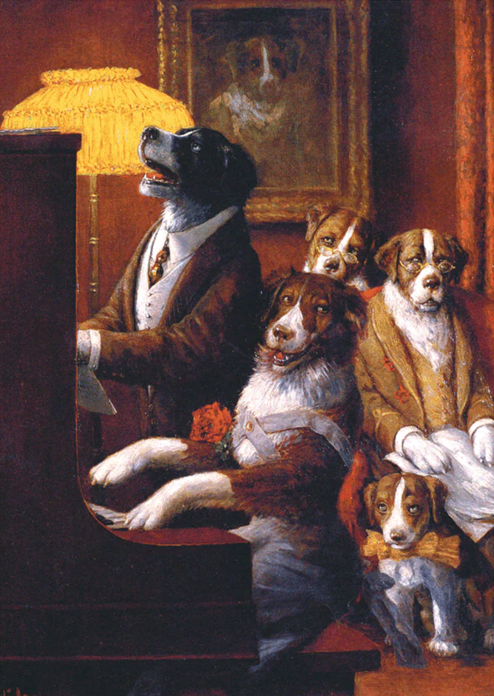 Dogs Playing Piano - Birthday Greeting Card