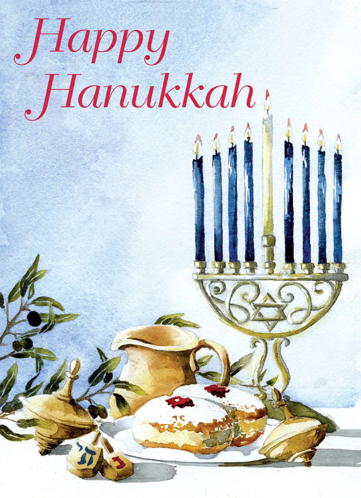Dreidel and Candles - Hannakah Greeting Card