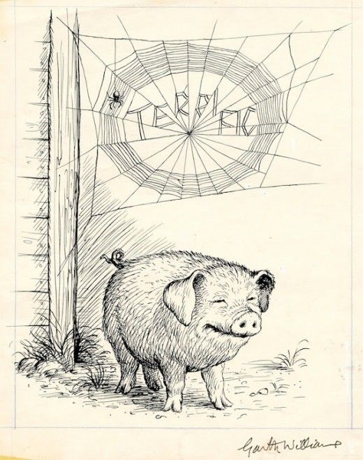 An image from Charlotte’s Web (1952) by E.B. White and illustrated by Garth Williams.