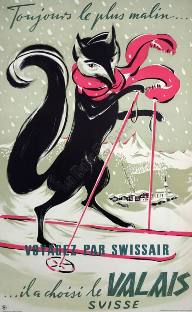 Fox on Skis - Birthday Greeting Card