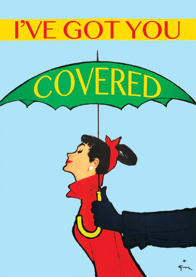 Lady under a Green Umbrella - Encouragement Greeting Card