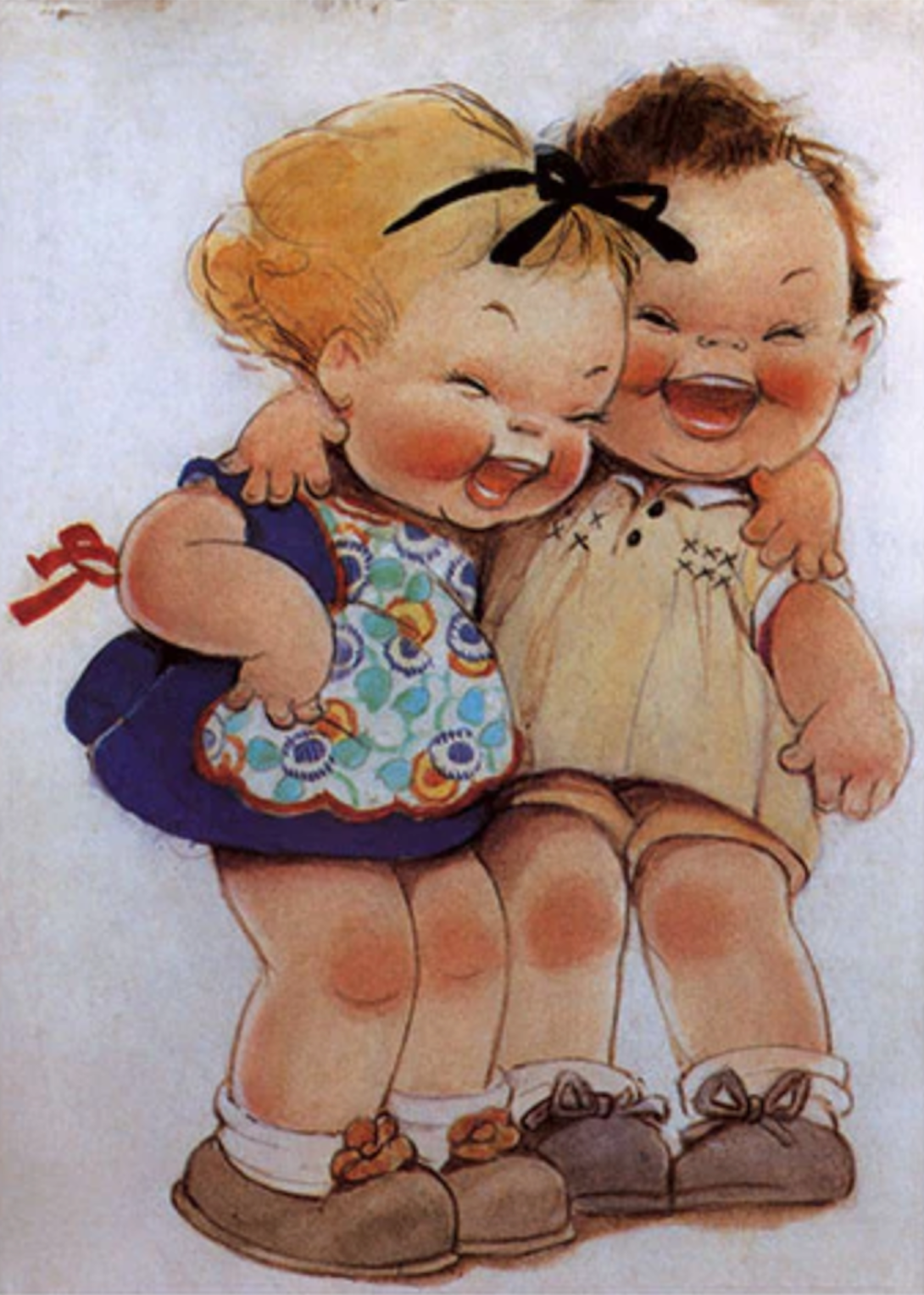 Little Girls Laughing - Birthday Greeting Card