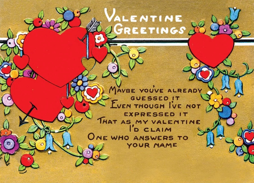 Red Hearts & Flowers - Valentine's Day Greeting Card