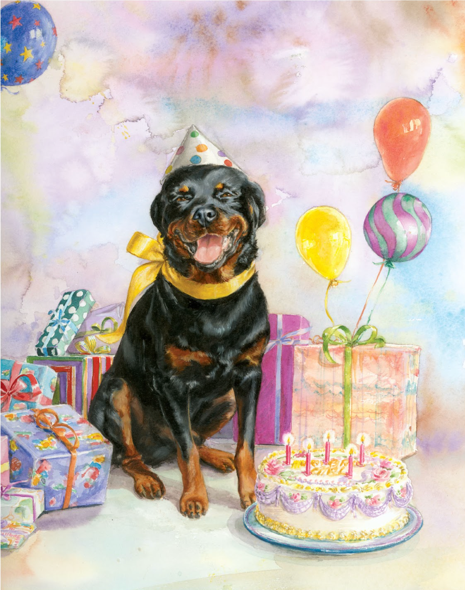 Good Dog Carl with Cake - Birthday Greeting Card