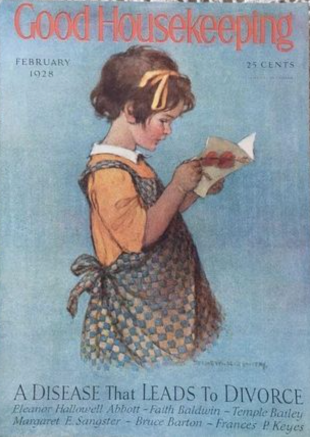 Girl in a Pinafore with a Valentine - Valentine's Day Greeting Card