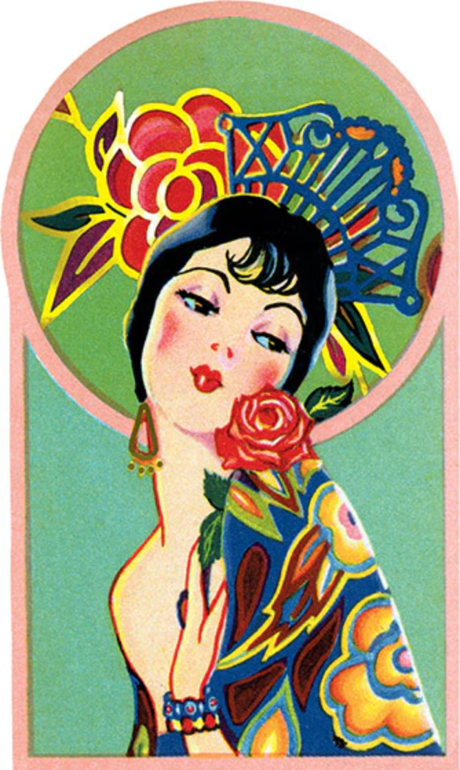 Spanish Senorita - Art Deco Ladies Greeting Card