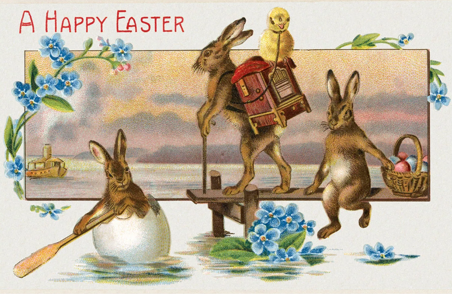 Traveling Easter Rabbits - Easter Greeting Card