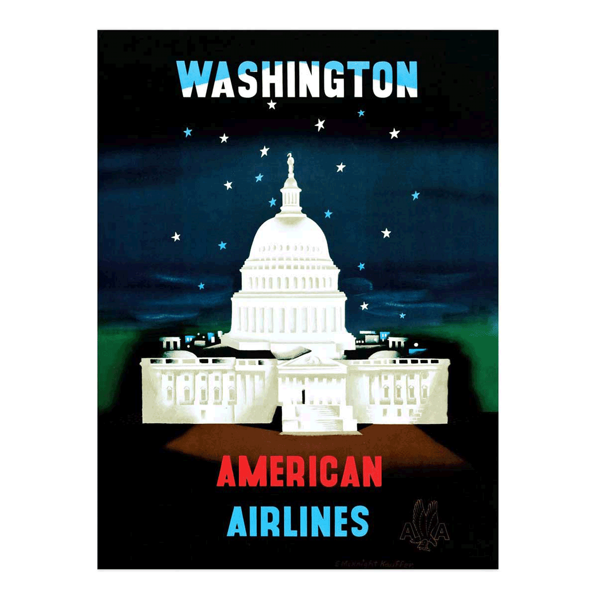 Washington D.C. American Airlines vintage travel poster