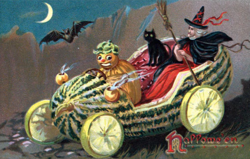 Watermelon Car - Halloween Greeting Card