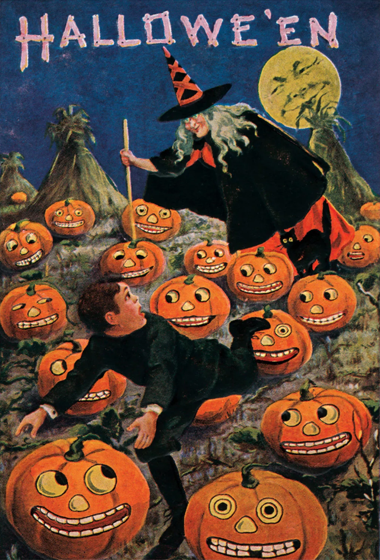 Witch and Weird Pumpkins - Halloween Greeting Card