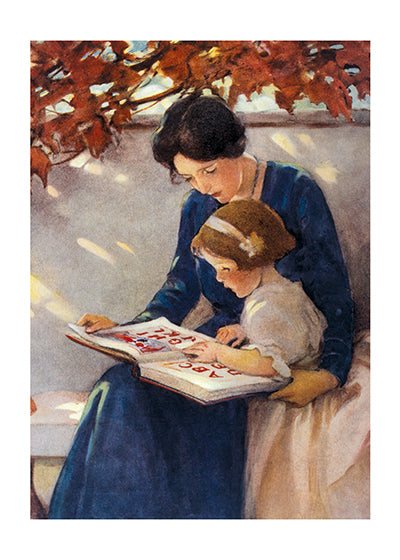 Young Woman and Girl Reading - Jessie Willcox Smith Greeting Card