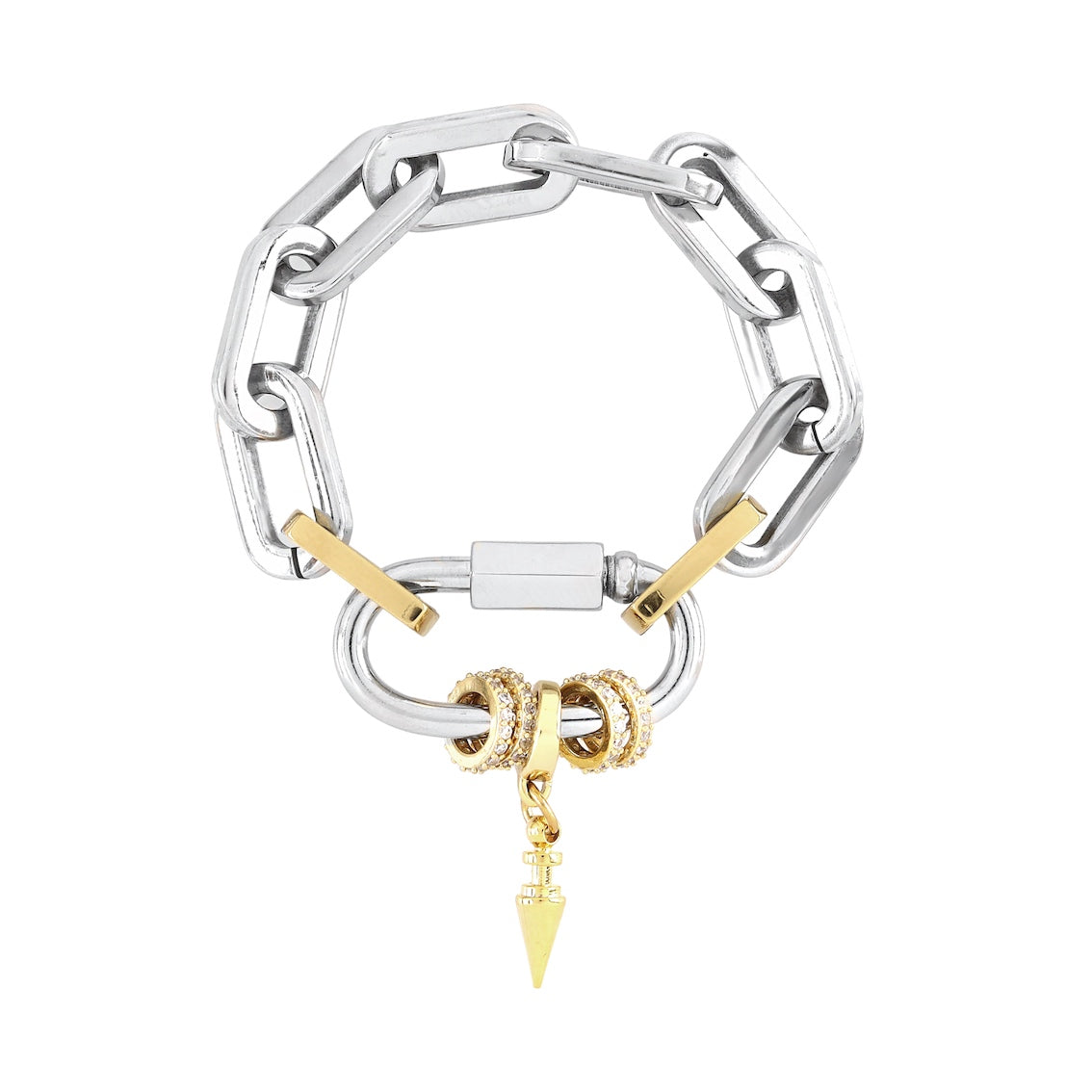 CRYSTAL CARABINER CHAIN NECKLACE - SILVER/GOLD – Aubree P. Boutique