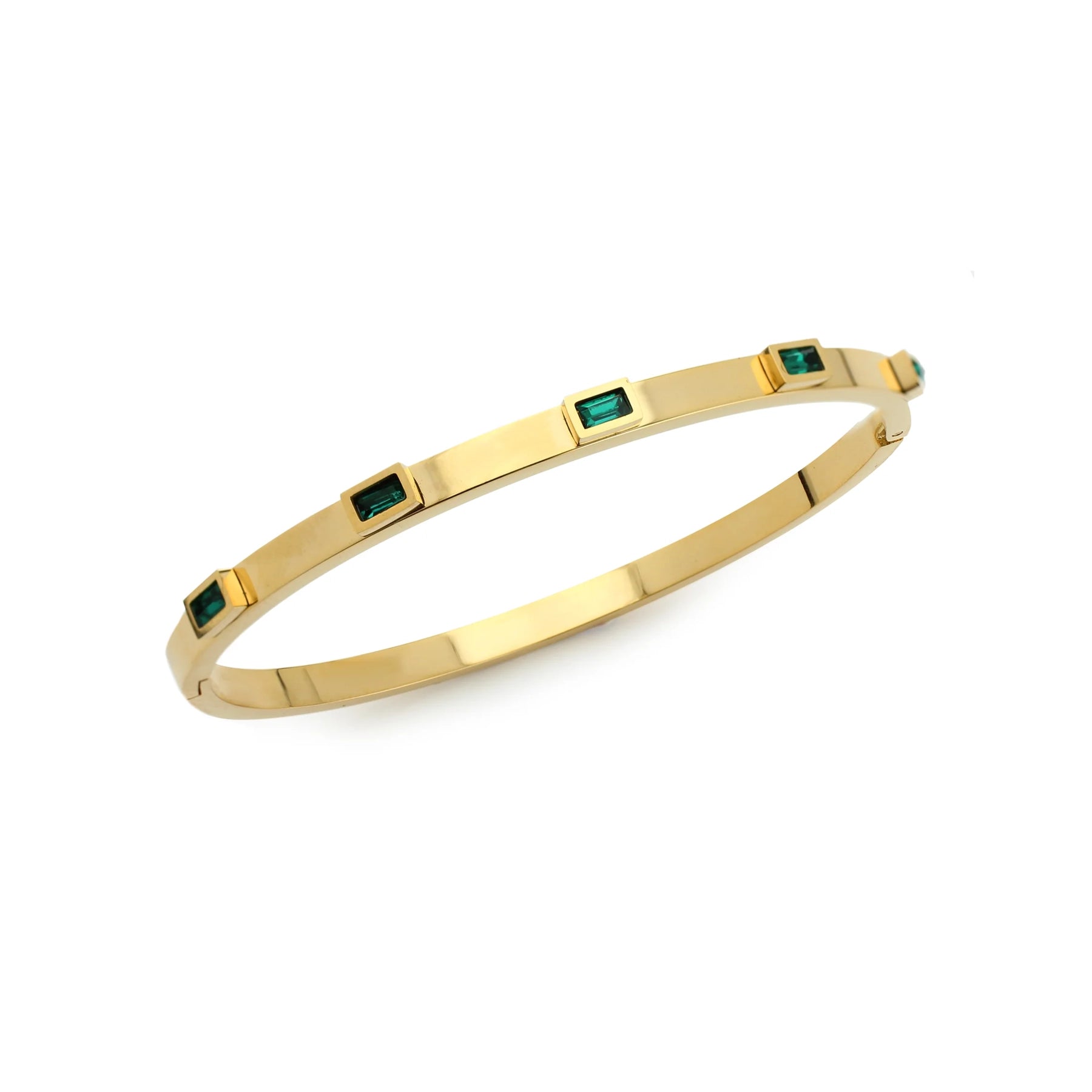 Emerald Curb Bracelet Green 14K Gold Plated