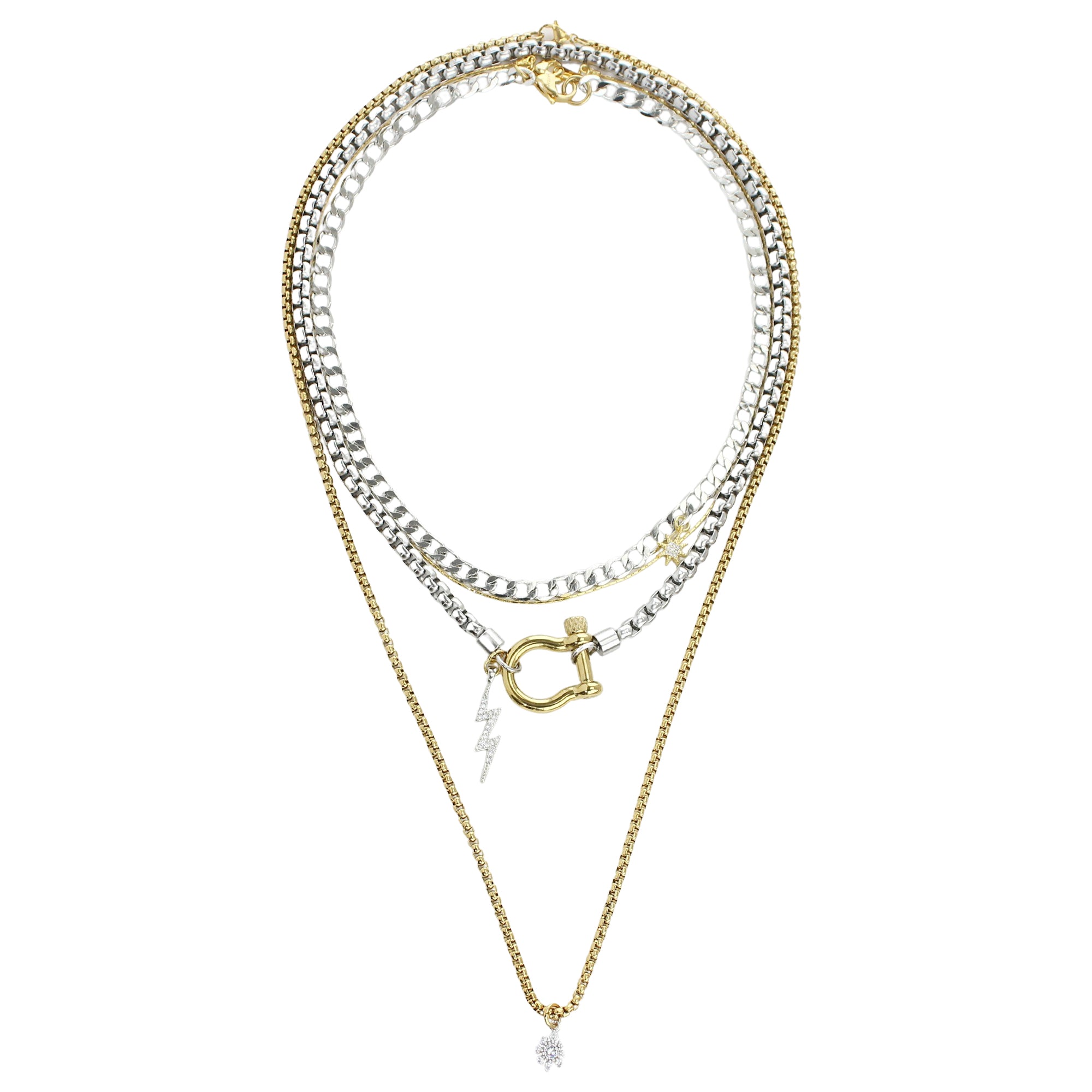 Herradura Lock Layered Necklace Set, Gold | Artizan Joyeria