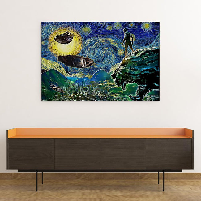 Marvel Starry Night Black Panther Canvas Wall Art Anime Ape