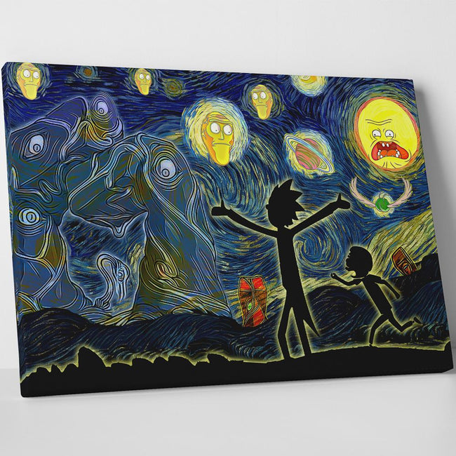 Rick And Morty Starry Night Canvas Wall Art Anime Ape