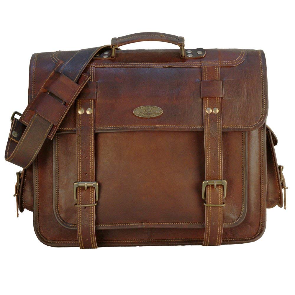 Genuine Vintage Leather Messenger Men's Briefcase satchel shoulder Bag ...
