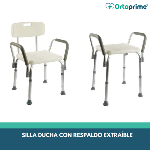 Silla para ducha con respaldo descansabrazos desmontables adulto mayor –