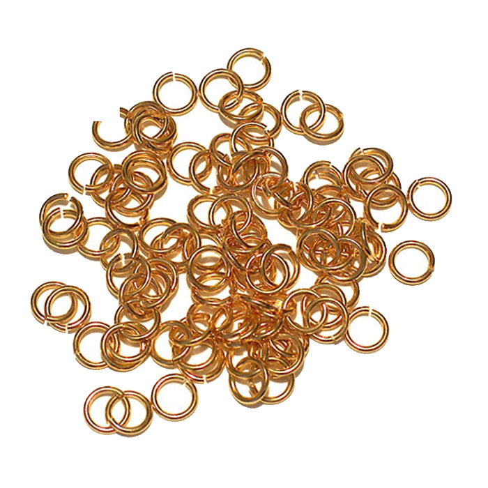 Gold Plate 4mm ID Round Jump Rings / 100 Pack /  20 Gauge / Sawcut / Open / Plated Brass