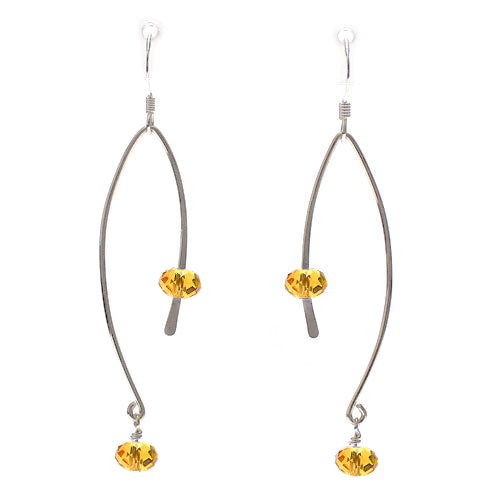 Yellow Crystal Ellipse Earrings