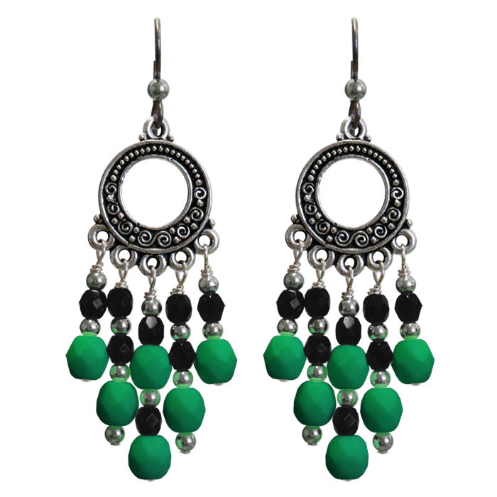 Neon Emerald Green Chandelier Earrings