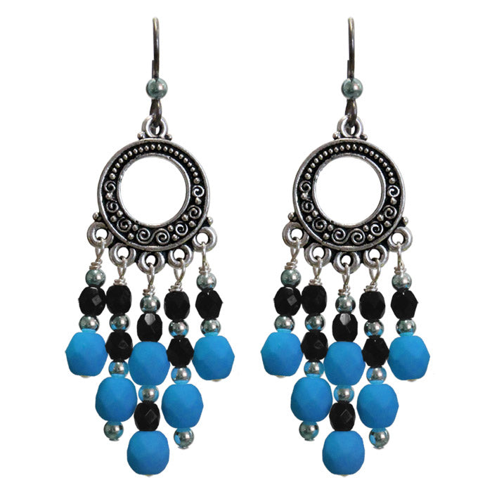 Neon Electric Blue Chandelier Earrings