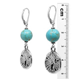 Turquoise Island Sand Dollar Earrings / 50mm length / sterling silver leverback earwires