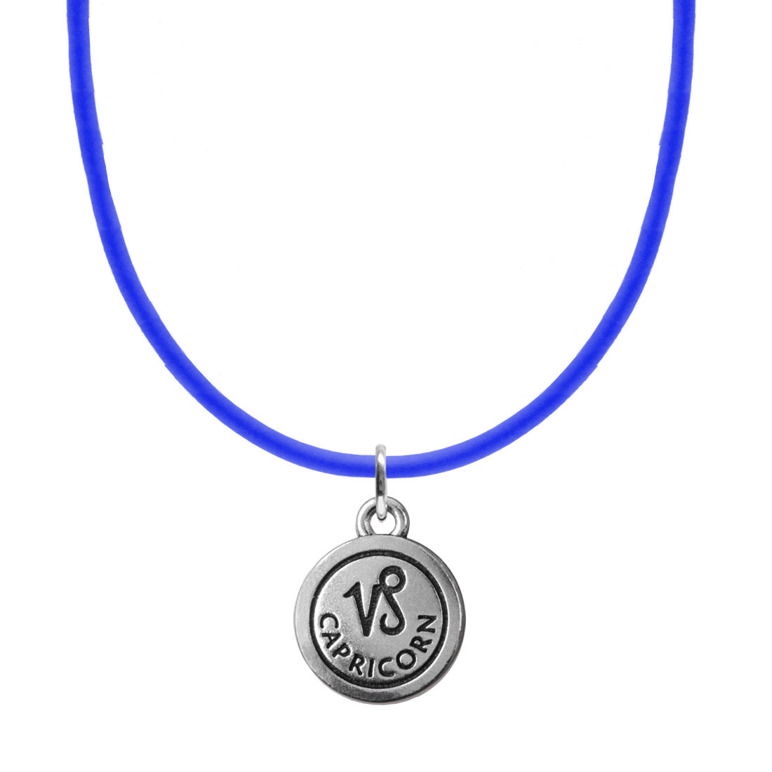 Blue Neoprene Necklace with zodiac charm