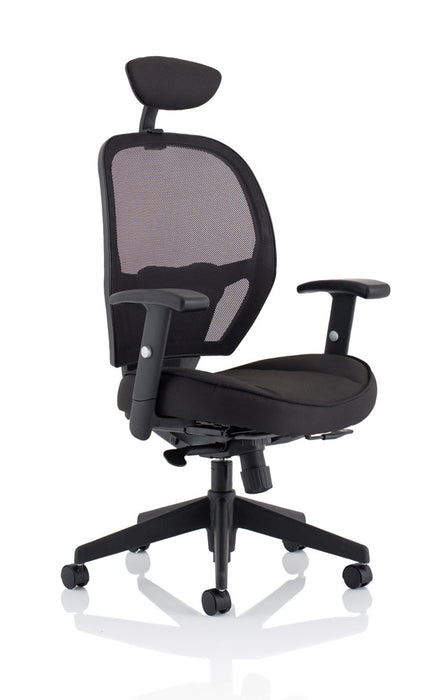 Denver Black Mesh Chair With Headrest Deskstor