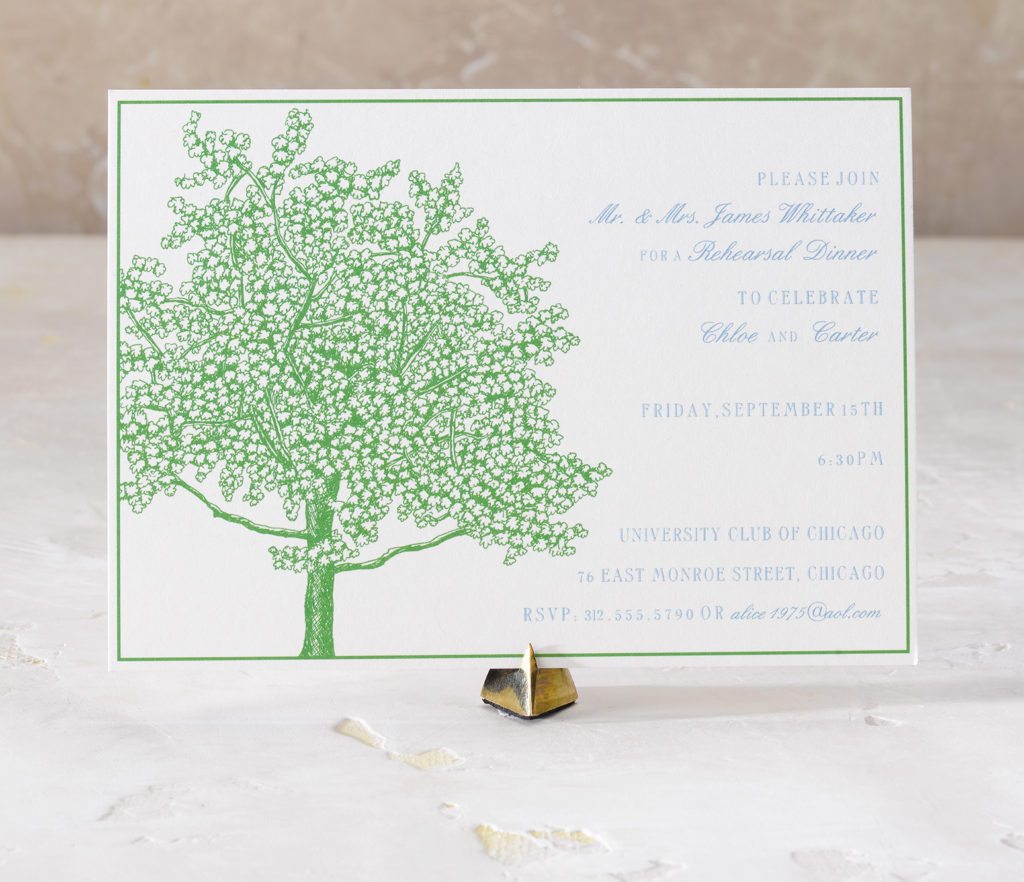 Chloe and Carter is an engraved wedding suite set in Chicago at Saint James Cathedral. Call us toll-free at 1-800-995-1549 or email us at hello@pickettspress.com