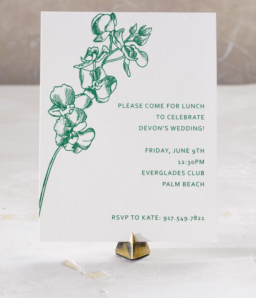 Devon and Chris is an engraved wedding suite set in Palm Beach, Florida. Call us toll-free at 1-800-995-1549 or email us at hello@pickettspress.com