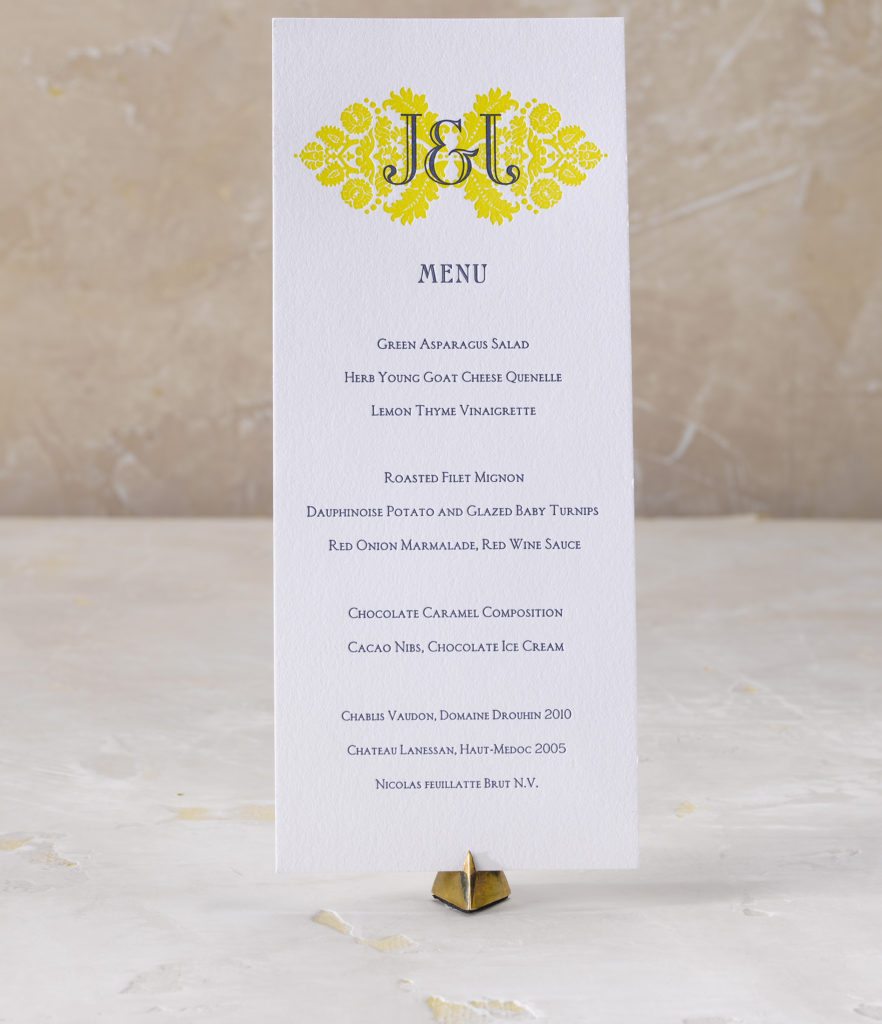 Jennifer & Jeffrey is a letterpress wedding suite set in Deer Valley, Utah. Call us toll-free at 1-800-995-1549 or email us at hello@pickettspress.com