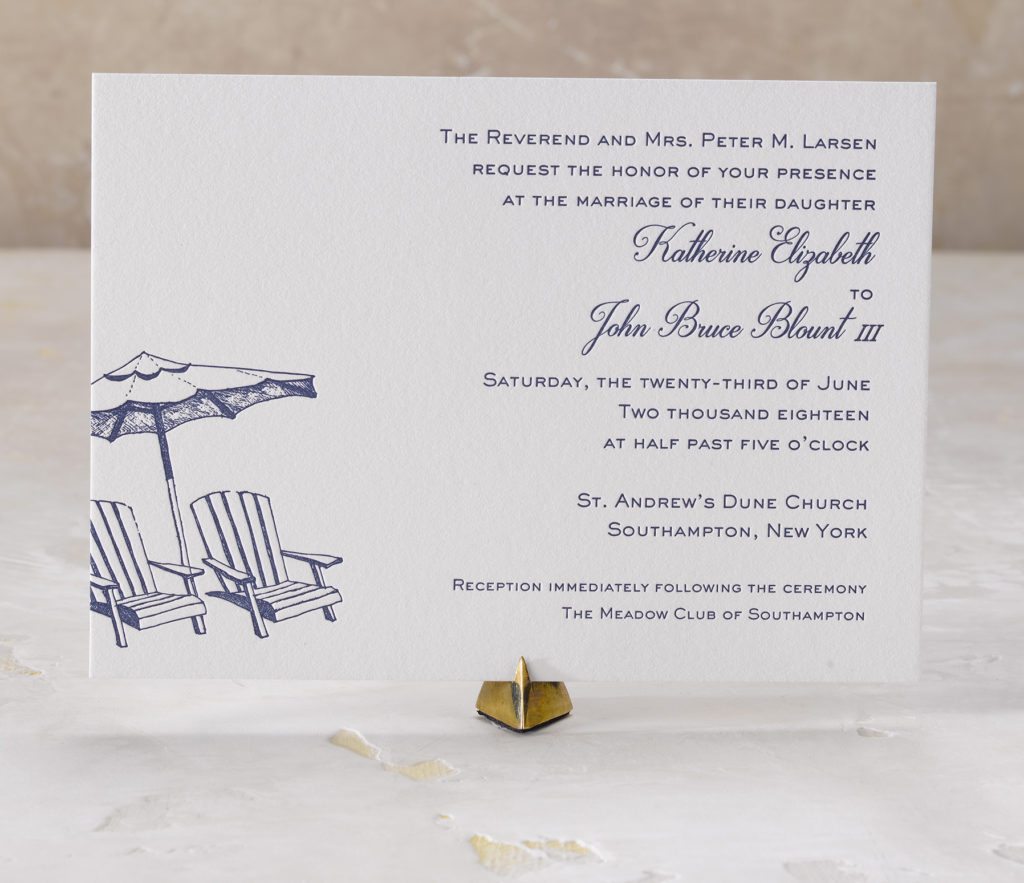 Kate & Jay is a letterpress wedding suite set in Southampton, New York. Call us toll-free at 1-800-995-1549 or email us at hello@pickettspress.com