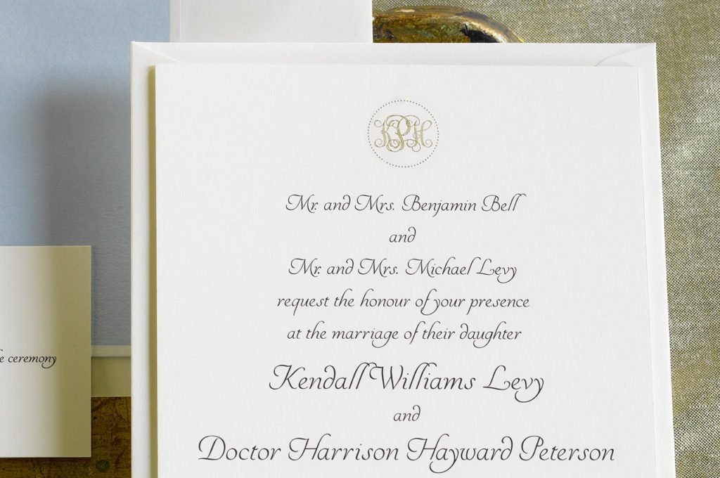 Kendall and Harrison is an engraved wedding suite set in Rumson, New Jersey. Call us toll-free at 1-800-995-1549 or email us at hello@pickettspress.com