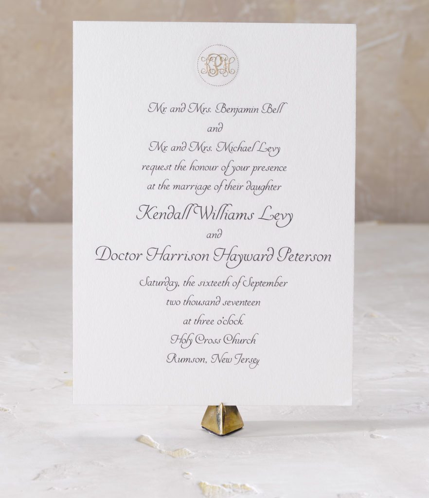 Kendall and Harrison is an engraved wedding suite set in Rumson, New Jersey. Call us toll-free at 1-800-995-1549 or email us at hello@pickettspress.com