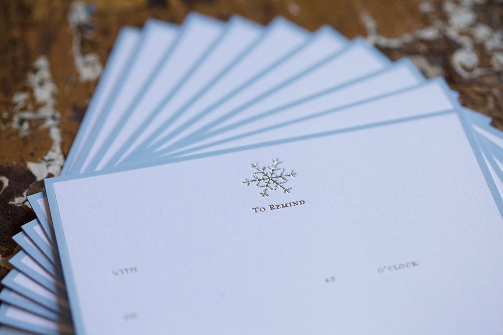 Remind your friends, family, and loved ones about your next holiday event with these cute "To Remind" cards from Pickett's Press. 