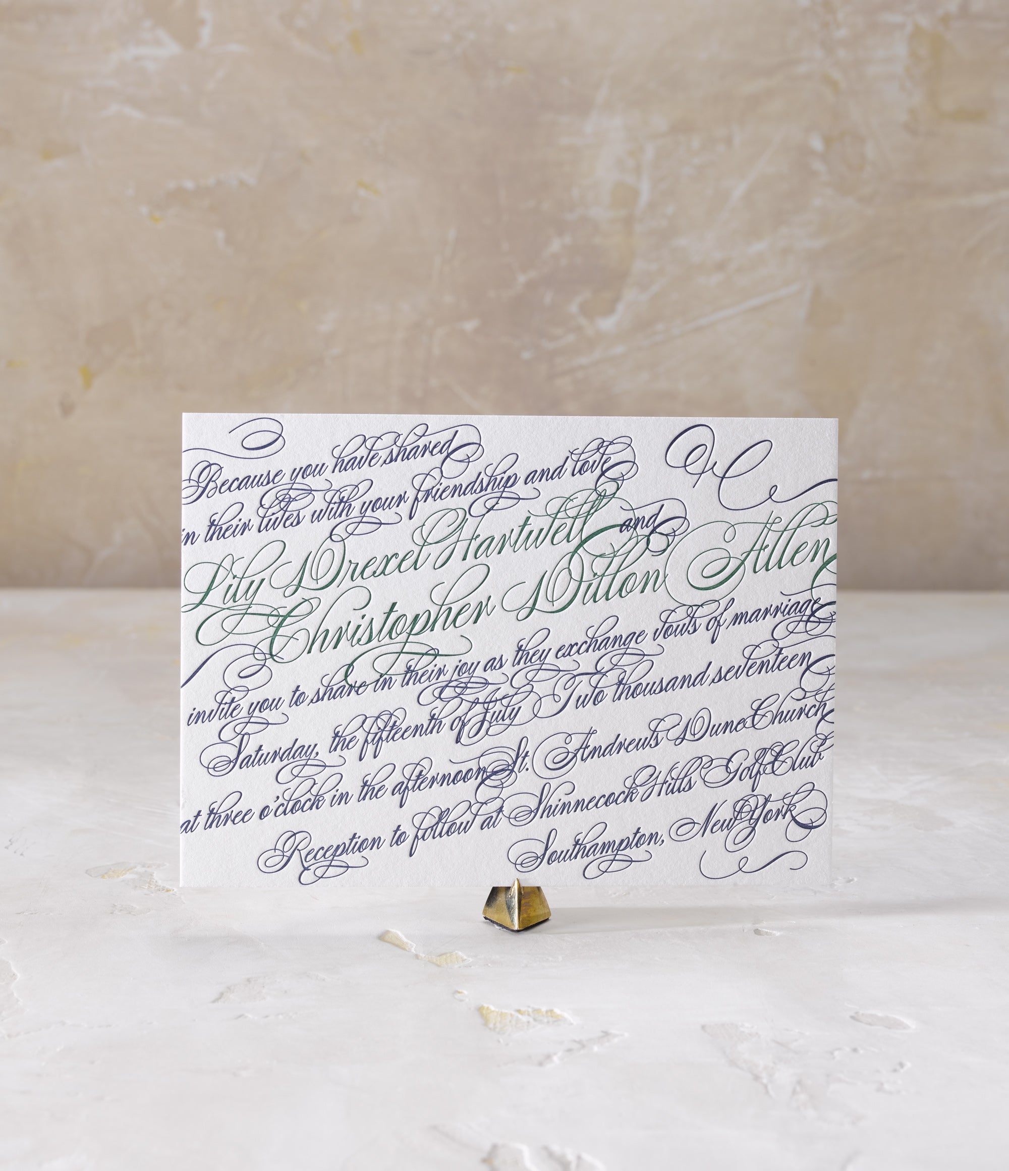 Lily & Dillon is a letterpress wedding suite set in Southampton, New York. Would you like to be featured on #PPRealBride? Email us your photos to hello@pickettspress.com to be featured on our page! Shop here for more Pickett's Press wedding suites!