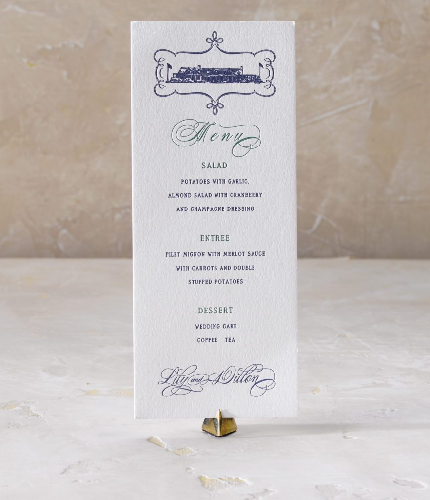 Lily & Dillon is a letterpress wedding suite set in Southampton, New York. Call us toll-free at 1-800-995-1549 or email us at hello@pickettspress.com